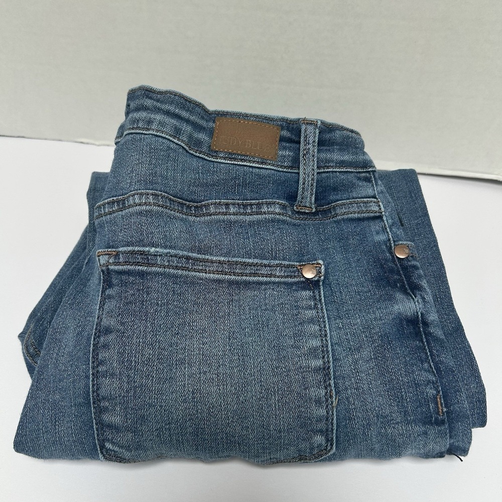 Judy Blue Wide Leg Crop Distressed Hem Hi-Rise Denim Jean Size 9/29 Style #88592